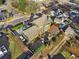 Aerial view showcasing the house's backyard, pool, and surrounding neighborhood at 192 Chicopee Ne Dr, Marietta, GA 30060