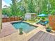 Inviting backyard pool and deck with lounge chairs, a small lawn area, and privacy fencing at 192 Chicopee Ne Dr, Marietta, GA 30060