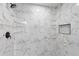 The bathroom features a walk-in shower with decorative tile and a black shower head at 860 Gardner Sw St, Austell, GA 30168