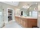 Elegant bathroom with double vanity, walk-in shower, and ample storage at 2041 Democracy Dr, Buford, GA 30519