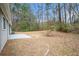 Private backyard with a patio and wooded backdrop at 5632 Rock Springs Rd, Lithonia, GA 30038