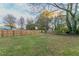 Backyard with a wooden fence and large trees at 2098 Mallard Crst, Lithonia, GA 30058