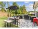 Outdoor kitchen features a grill, bar, and pergola at 445 Carmichael Cir, Canton, GA 30115