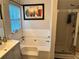 Bathroom with soaking tub and a glass-enclosed shower at 105 Birch St, Hiram, GA 30141