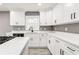 Bright kitchen features white cabinets, modern black hardware, quartz countertops, and stainless steel appliances at 2216 Golden Dawn Sw Dr, Atlanta, GA 30311