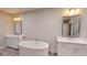 Bathroom showcasing double sinks, soaking tub, and modern fixtures at 324 Concord St, Alpharetta, GA 30009