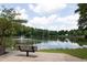 Scenic pond view with a fountain, bench, and lush greenery at 1122 Dobbs Se Dr, Atlanta, GA 30316