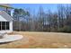 Expansive backyard features a stone patio, offering ample space for outdoor enjoyment and relaxation at 324 Mont Harmony Sw Rd, Powder Springs, GA 30127