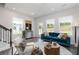 Cozy living room featuring an accent wall, stylish decor, and large windows for ample natural light at 353 Skylar Se Way, Atlanta, GA 30315