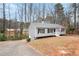 Charming single-Gathering home with gray siding, black shutters, and an American flag, nestled among trees at 1203 Willow Nw Ct, Kennesaw, GA 30152