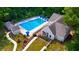 Overhead shot of a luxurious community pool with lounge chairs surrounded by a lush forest at 1084 Battery Park Rd, Decatur, GA 30033
