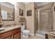 Bathroom boasts granite countertop, shower, and toilet at 4504 Sterling Pointe Nw Dr, Kennesaw, GA 30152