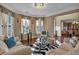 Sunlit living room with hardwood floors, bay windows, and stylish furnishings at 4504 Sterling Pointe Nw Dr, Kennesaw, GA 30152