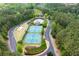 Aerial view of community tennis courts and landscaping, offering a great recreational amenity for residents and guests at 416 Telfair Way, Canton, GA 30115