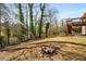 Large backyard with fire pit and wooded area at 1801 Se Caribaea Se Trl, Atlanta, GA 30316