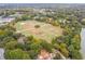 Aerial view showing park with baseball fields and lake at 222 12Th Ne St # 1701, Atlanta, GA 30309