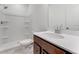 Clean bathroom offers a tub/shower and single sink vanity at 250 Lytham Se Dr, Mableton, GA 30126