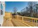 New wooden deck with railing overlooking a treed backyard at 250 Lytham Se Dr, Mableton, GA 30126