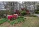 Landscaping featuring colorful azaleas and mature trees enhancing the curb appeal of this property at 731 Willow Ridge Dr, Marietta, GA 30068