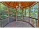 Gazebo interior with wood flooring and view of lush greenery at 2144 Kennesaw Due West Nw Rd, Kennesaw, GA 30152