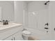 Bathroom with bathtub, shower, and single sink vanity at 3301 Lions Ruby Ln, Atlanta, GA 30349