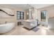 Elegant bathroom featuring a soaking tub, dual vanities, and a walk-in shower at 1500 W Wesley Nw Rd, Atlanta, GA 30327