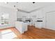 Kitchen with white cabinets and hardwood floors at 283 Boulder Park Ln, Atlanta, GA 30331