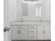 Bathroom with a double sink vanity and great lighting at 5728 Rock Shoals Way, Atlanta, GA 30349