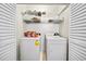 Laundry closet with washer, dryer, and shelving at 2865 Lenox Ne Rd # 208, Atlanta, GA 30324