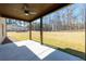 Spacious covered patio offering serene views of the expansive backyard and adjacent home at 2571 Se Ebenezer Rd, Conyers, GA 30094