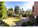 Landscaped backyard with brick patio and grassy lawn at 2933 Andrews Nw Dr, Atlanta, GA 30305