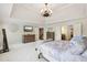 Large bedroom features trey ceilings, ceiling fan, and ensuite access at 3950 Stanford Dr, Cumming, GA 30041