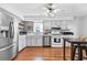 Modern kitchen with stainless steel appliances and light gray cabinets at 718 Creek Nw Trl, Kennesaw, GA 30144