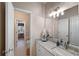 Guest bathroom with granite countertop and single sink vanity at 437 Cherry Tree Ln, Marietta, GA 30066