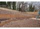 Landscaped backyard with retaining wall and wooden fence at 2127 Nichols Ln, Decatur, GA 30032