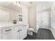 Bathroom with white vanity, hexagon tile floor, and a shower/tub combo at 2719 Byess Ct, Marietta, GA 30064