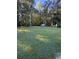 Large, well-maintained front yard with mature trees and green grass, plus a small storage shed at the property's edge at 987 Forrest Se Cir, Atlanta, GA 30354