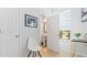 Small powder room with pedestal sink and white finishes at 110 Cobalt Dr, Fayetteville, GA 30214