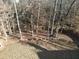 Wooded backyard with a stone patio and fire pit at 4908 Topsfield Ln, Lithonia, GA 30038