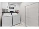 Convenient laundry room with washer, dryer, and storage at 135 River Point Ct, Alpharetta, GA 30022