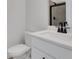 Clean bathroom with white vanity and walk-in shower at 3069 Shirecrest Ln, Dacula, GA 30019