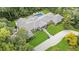 Stunning aerial view of a home surrounded by lush greenery and a luxurious pool with umbrellas at 3612 Castlegate Nw Dr, Atlanta, GA 30327