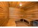 Beautifully designed wood sauna with built-in benches, offering a relaxing retreat at 4927 Slaton Drive, Acworth, GA 30101