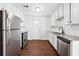 Modern kitchen features stainless steel appliances, granite countertops, and sleek white cabinets at 67 Holly Nw Rd, Atlanta, GA 30314
