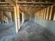 Unfinished basement with wood beams and concrete flooring ready for customization to suit any homeowner's needs at 628 Gilles Ln, Cumming, GA 30041