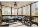 Relaxing screened porch featuring comfortable seating and views of the surrounding nature at 1350 Eryn Cir, Suwanee, GA 30024