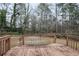 Deck overlooking a fenced backyard with mature trees at 11165 Abbotts Station Dr, Johns Creek, GA 30097