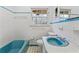 Retro bathroom with blue bathtub and pedestal sink at 4334 Greenleaf Sw Cir, Atlanta, GA 30331