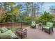 Relaxing back deck with wicker furniture and a view of the backyard at 5060 Rosedown Pl, Roswell, GA 30076