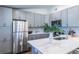 Stylish kitchen with gray cabinets, stainless appliances, and white countertops at 116 Turman Se Ave, Atlanta, GA 30315